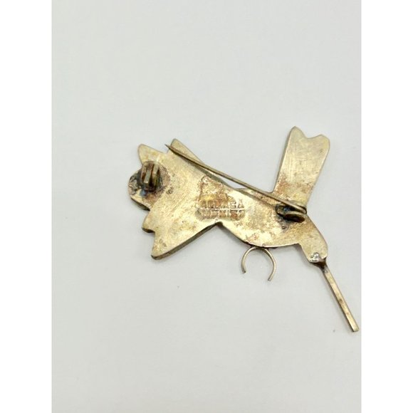 Vintage Alpaca Silver Mexico Hummingbird Pin Brooch with Abalone Shell Inlay - Picture 4 of 8